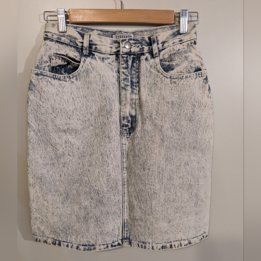 VINTAGE STEFANO Acid Wash Jeans Skirt